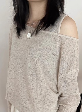 ASCRIPTION25春夏女士天丝亚麻机理宽松针织两件套长袖T恤