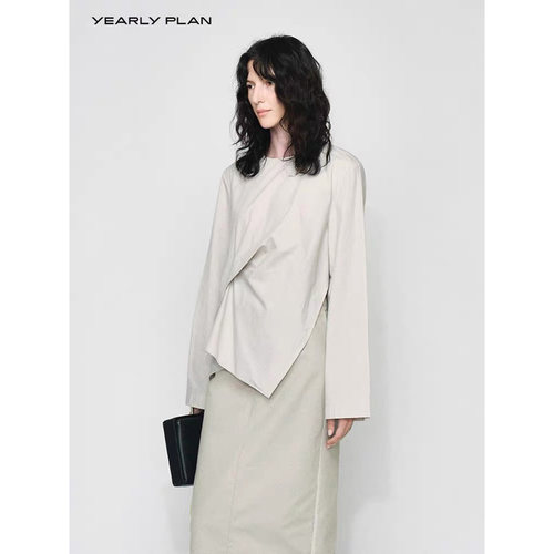 设计师品牌YEARLYPLAN24春季新款意大利进口牛皮时髦手提包宴会包