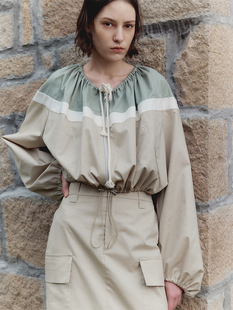 折设计师品牌CelloSonata女装休闲风抽绳撞色短款长袖夹克外套