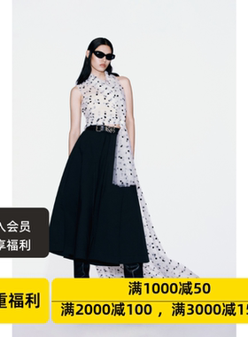 6折设计师品牌CPLUS23女装复古摩登经典A摆褶皱黑色半身伞裙长裙