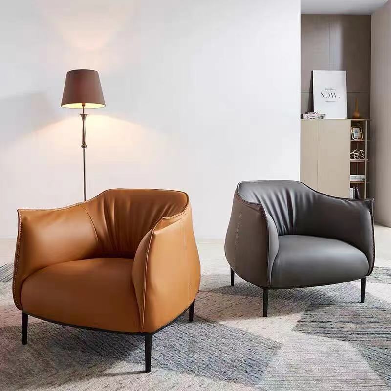 北欧单人轻奢真皮小户型