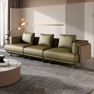 意式 编织真皮沙发客厅直排小户型现代简约高端设计师头层牛皮沙发
