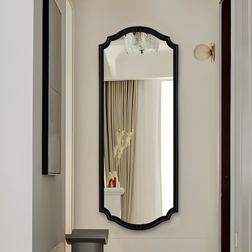 美式复古玄关入户全身镜壁挂黑色