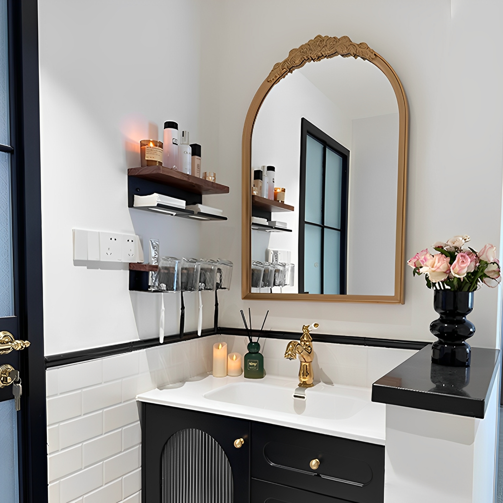 欧式穿衣镜壁挂雕花全身镜智能复古浴室镜防雾衣帽间挂墙化妆镜子