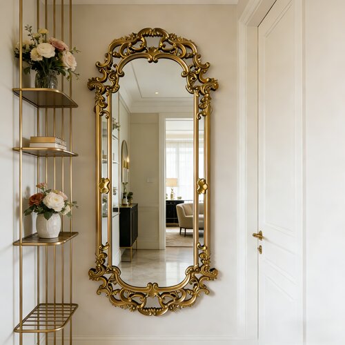 法式复古雕花壁挂全身镜试衣镜子