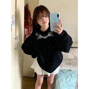 秋冬季ins百搭潮牌满天星亮片卫衣长袖女款韩版潮流宽松显瘦上衣