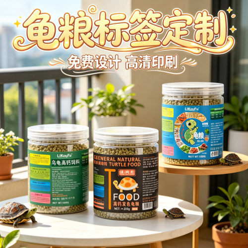 定制乌龟粮标签鸟食仓鼠饲料猫粮罐头贴纸狗粮冻干磨牙棒不干胶贴