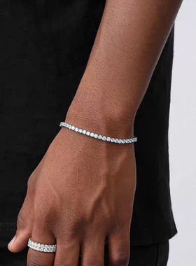 超闪爆款弹簧扣钛钢锆石手链