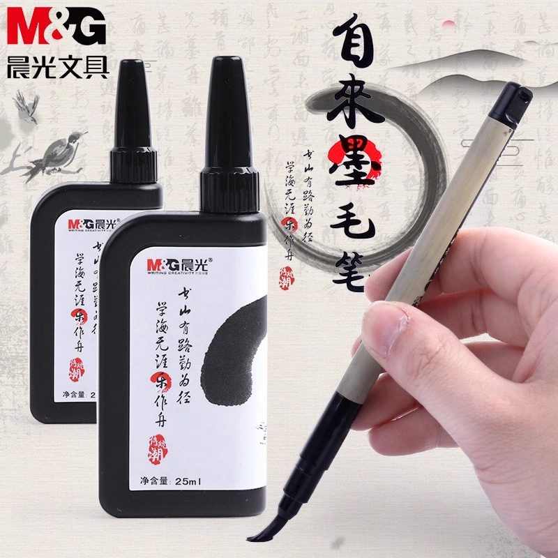 晨光文具自来墨水毛笔套装可加墨汁小楷中小学生书法练习写字秀丽笔成人签名练字笔初学者抄经便携软笔B0243