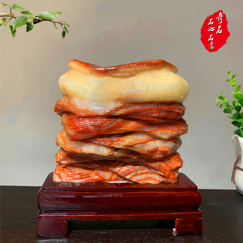 天然猪肉石猪脚是五花肉石头观赏石原石玉石奇石家居摆件镇宅招财