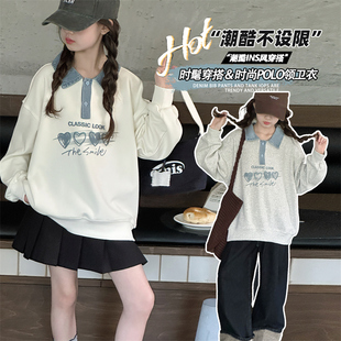 POLO衫 女童春秋卫衣2025新款 大童女孩休闲上衣秋装 儿童装 潮 打底衫