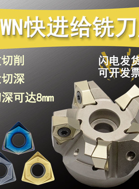MFWN90快进给铣刀盘WNMU080608大切深铣刀片直角重切削面铣刀盘