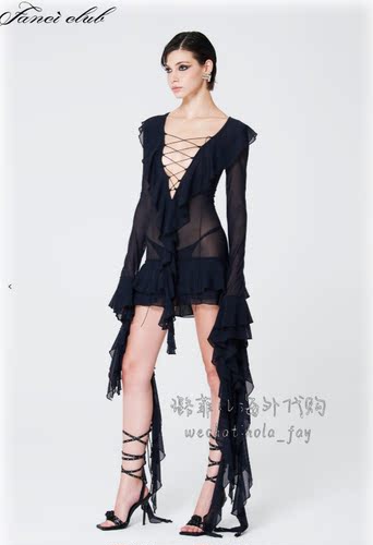 fanciclub系带迷你连衣裙