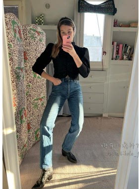 destree 代购中式立领泡泡袖收腰剪裁夹克外套