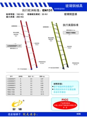 金锚玻璃钢直梯 LCS440SGF1 FMA3-1161A FMA3-1181A FMA3-1201A