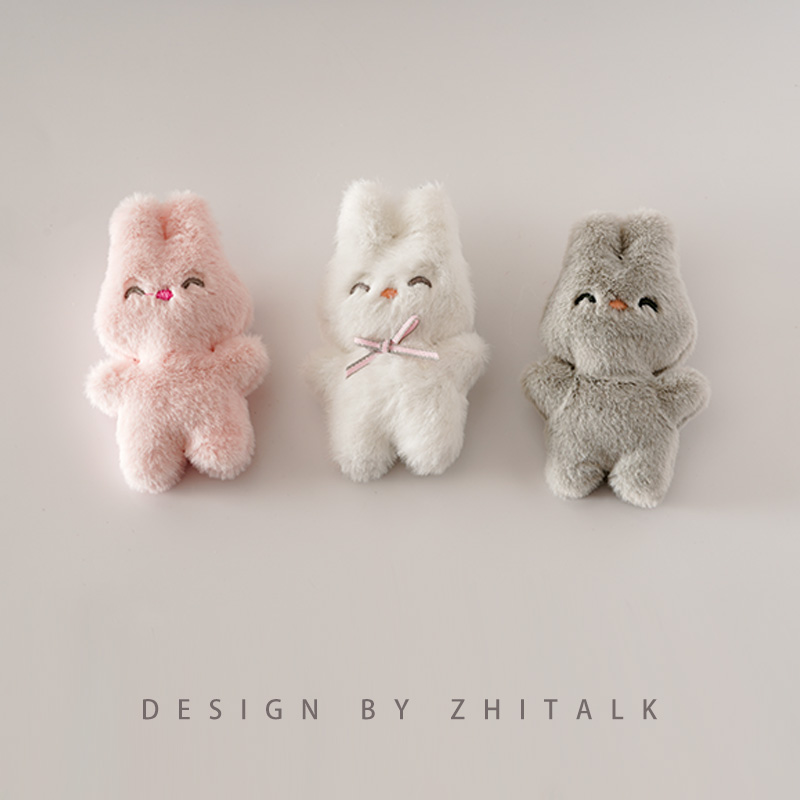 兔年新款卡通可爱毛绒兔子胸针 包包衣服装饰品小白兔配饰别针