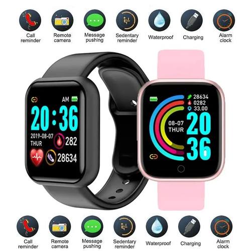 Y68 Kids Watches Boys D20 Heart Rate Smart Bracelet Blood Pr
