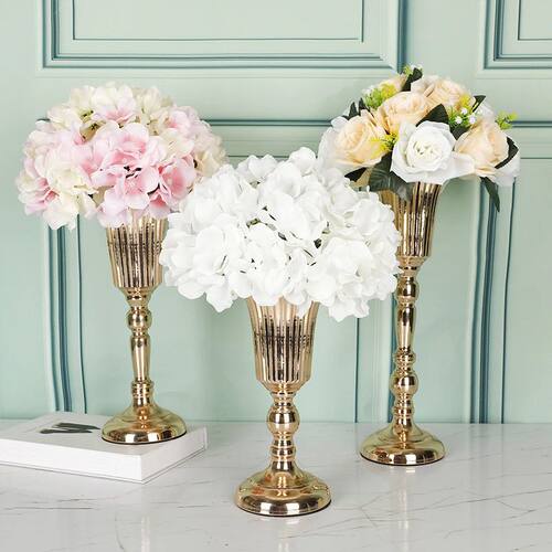 Table Gold Iron Vase Candle Holder Arrangement Wedding Flowe