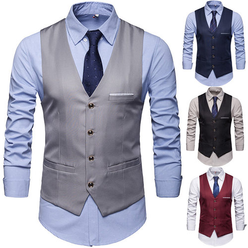 Suit Vest Male Groomsmen Dress Vest Business Casual Suit Men