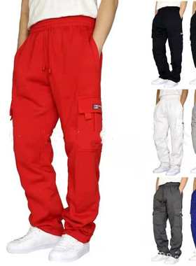 2024 Sports Casual Trousers With Velvet Hems And Multiple Po