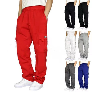 2024 Sports Casual Trousers With Velvet Hems And Multiple Po