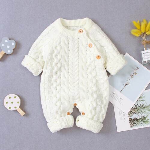 Baby Rompers Long Sleeve Winter Warm Knitted Infant Kids Boy