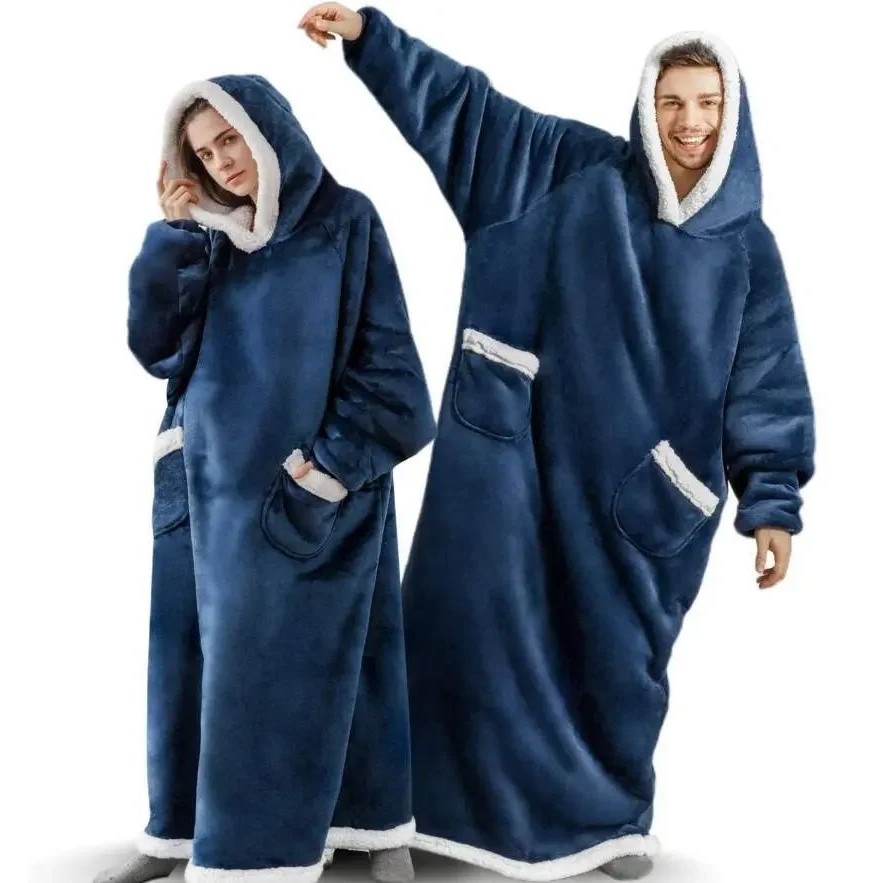 2024 Super Long Flannel Blanket with Sleeves Winter Hoodies