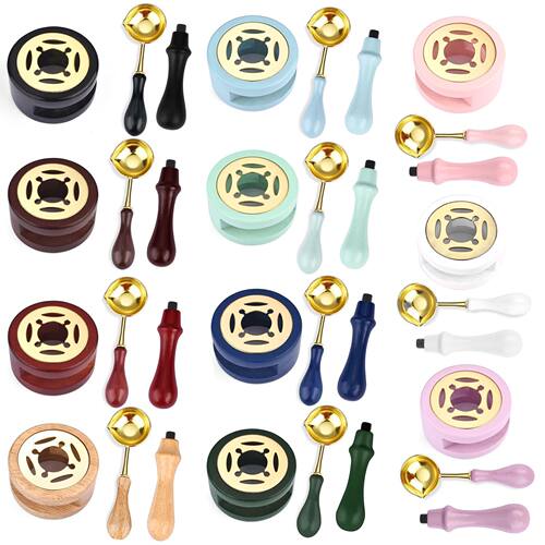 2 Pcs/set Retro Sealing Wax Furnace Stove Pot Wood Handle Se