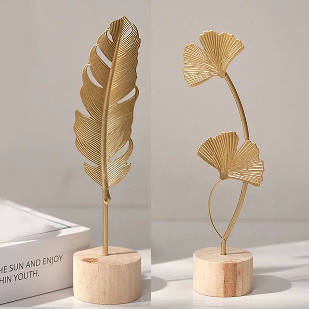 Nordic Gold Ginkgo Leaf Crafts Leaves Sculpture Luxury Livin