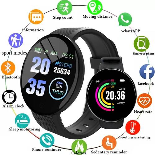 D18 Smart Watch Men Blood Pressure Waterproof Smartwatch Wom