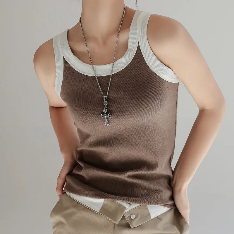 Knitted Ribbed Cotton Camisole for Women Korea Stylish Summe