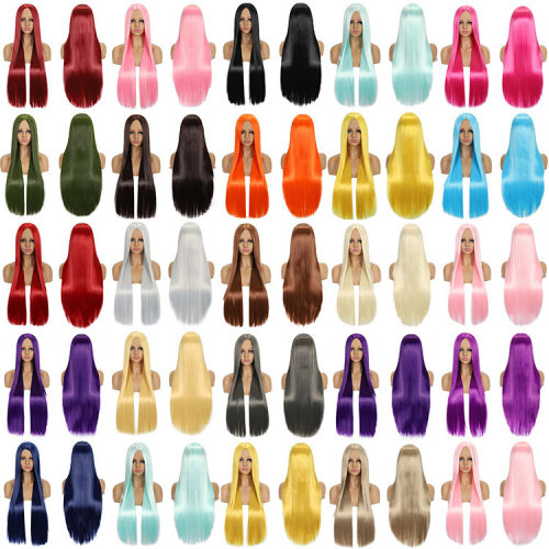African  Middle Long Straight Hair Ladies Chemical Fiber Hig