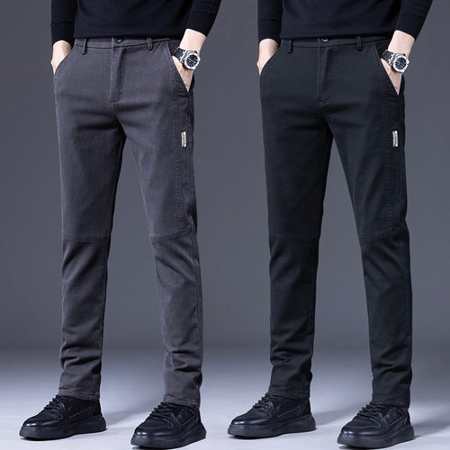 2024 Casual Pants Men's Straight Slim Elastic rendy Versatil