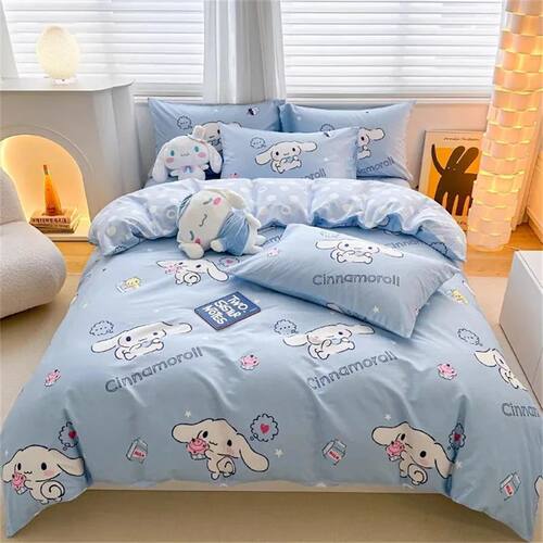Kawaii Cinnamoroll Duvet ver Pillowcase Bedding Set Cute Bea