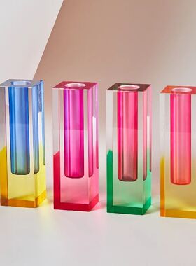 Acrylic Pillar Bud Vase Tabletop Glass Vases Luxury Decorati