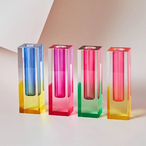 Acrylic Pillar Bud Vase Tabletop Glass Vases Luxury Decorati