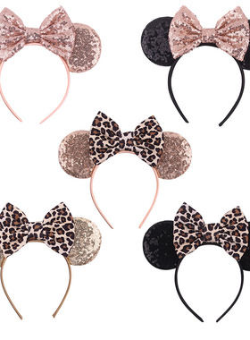 1pcs Mickey ears Leopard Bow baby hair accessories Mickey he