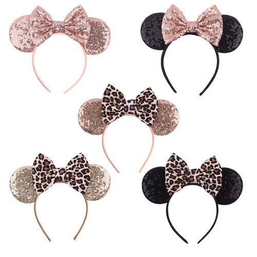 1pcs Mickey ears Leopard Bow baby hair accessories Mickey he