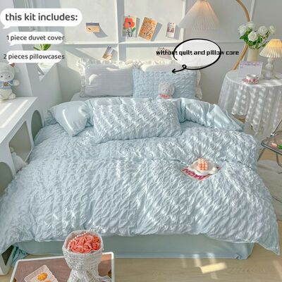 3pcs Soft Duvet ver Set (1*Duvet ver + 2*Pillowcase, Without