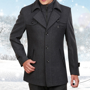 Thick Woolen Coat Men's Coat Mid-length Men's Woolen Windbre
