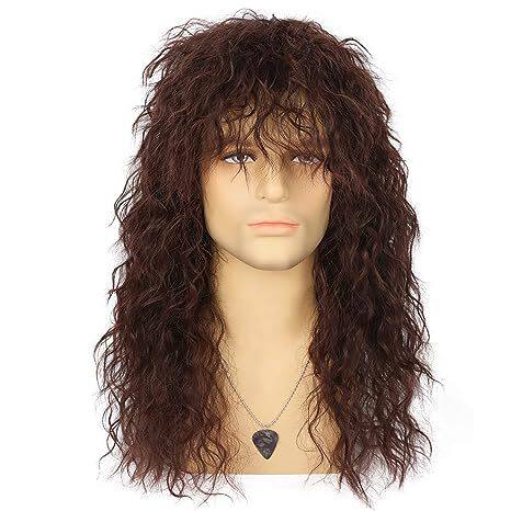 Ready Stock Men80s Punk Long Curly Halloween Heavy Metal Roc