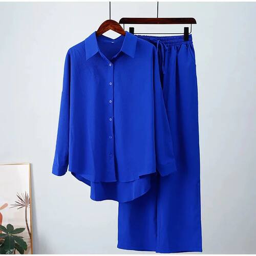 Womens Two Piece Set Top and Pants Loose Wide Leg Pants and