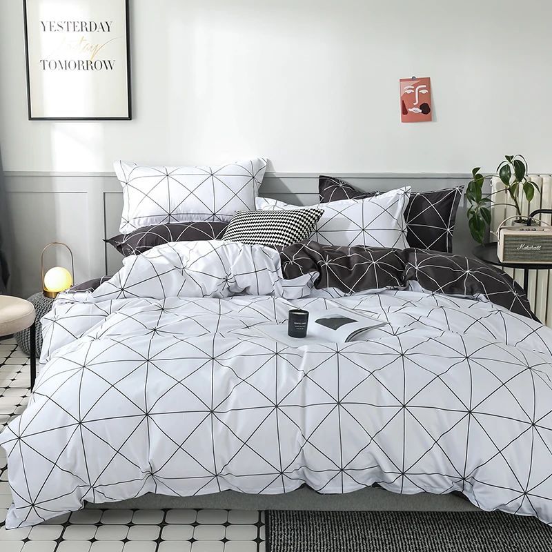 Reversible Comforter ver 3 PCS  Bedding Set Black & White Ge
