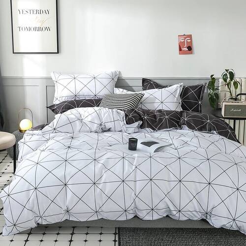 Reversible Comforter ver 3 PCS  Bedding Set Black & White Ge
