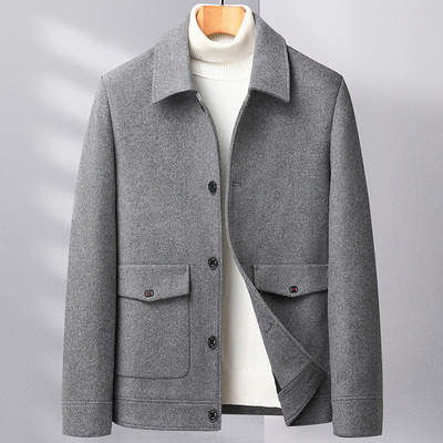 Woolen Jacket Men's Lapel Business Casual Wool Coat Coat Mid