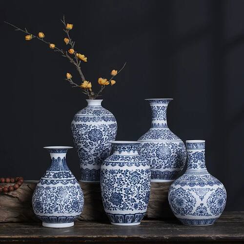 Jingdezhen-Blue and White Porcelain Flower Vases, Ceramic Va