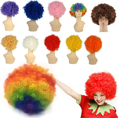 Yi lorful Clown Afro World Cup Fans Party Party Children Adu