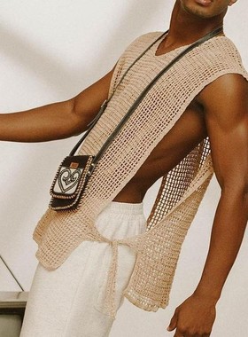 Loose Knitted Sports Vest For Men, Versatile Sleeveless Brea