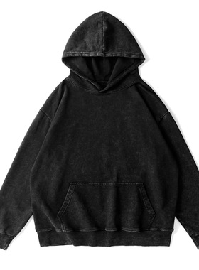 350gsm Pure Cotton Disressed Hooded Sweatshirt Large Size Of