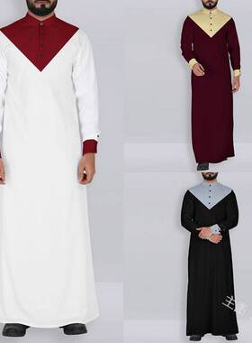 Casual Men's National Costume Stand Collar Long Sleeve Butto